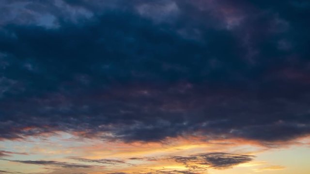Beautiful clouds at sunset, time-lapse.