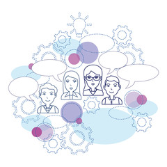 Team work,brainstorming and sharing ideas concept.Vector illustration.
