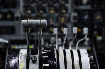 Inside the cockpit of a military airplane