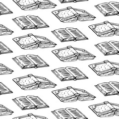 Black and White Books Seamless Pattern