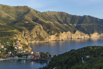 Fototapeta premium Evening view of small and charming Assos village on Kefalonia island