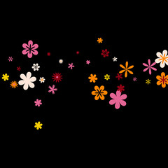 Cute Floral Pattern with Simple Small Flowers for Greeting Card or Poster. Naive Daisy Flowers in Primitive Style. Vector Background for Spring or Summer Design.