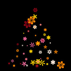 Cute Floral Pattern with Simple Small Flowers for Greeting Card or Poster. Naive Daisy Flowers in Primitive Style. Vector Background for Spring or Summer Design.