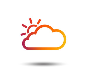 Cloud and sun sign icon. Weather symbol. Blurred gradient design element. Vivid graphic flat icon. Vector