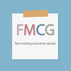 FMCG Fast Moving Consumer Goods written in notebook paper- vector illustration
