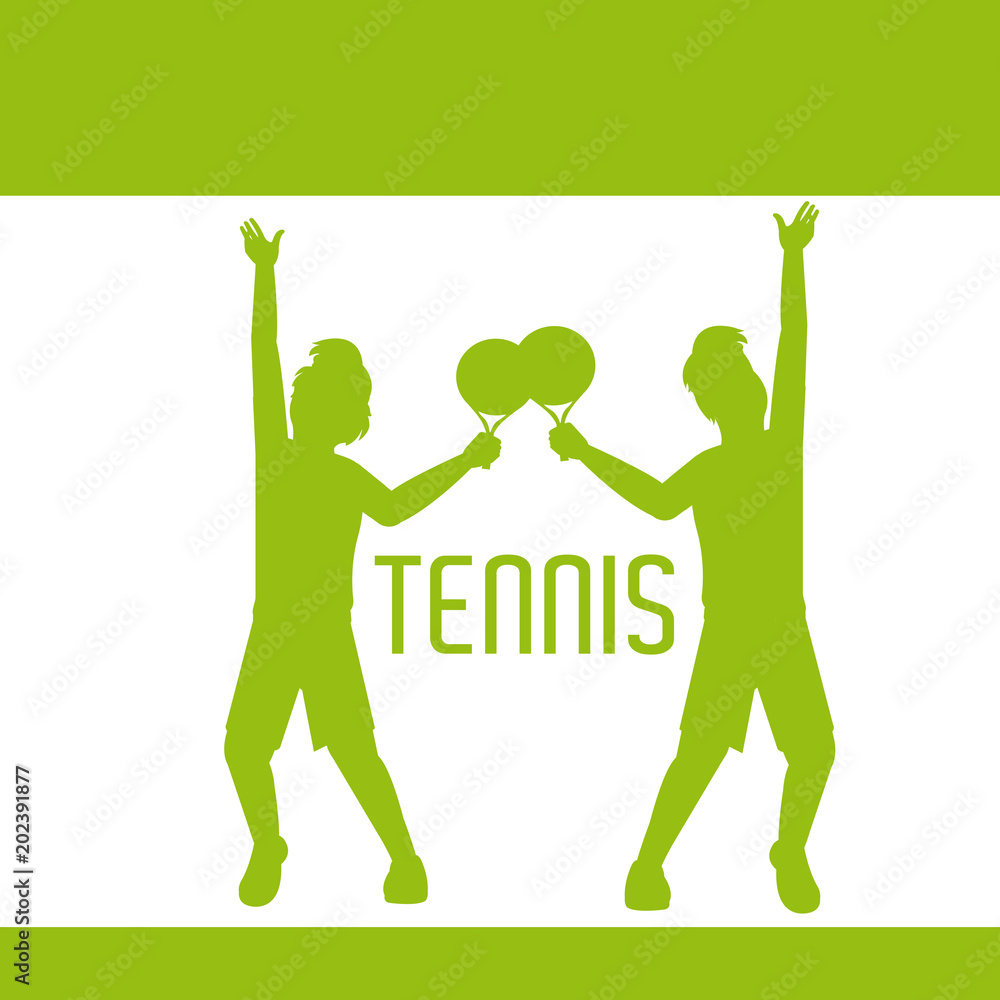 Poster tennis players silhouettes