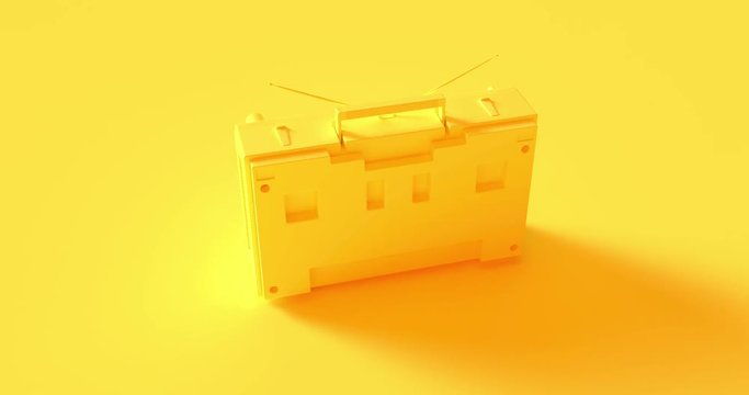 Yellow Boombox 3d illustration 360 animation 400 frames 13 seconds