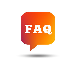 FAQ information sign icon. Help speech bubble symbol. Blurred gradient design element. Vivid graphic flat icon. Vector
