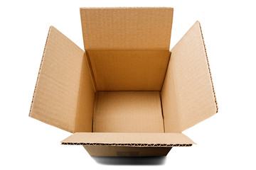 cardboard boxes on isolated white background. Parcel with empty space for your text. Pattern for...