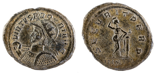 Antoninianus. Ancient Roman copper coin of Emperor Probus.