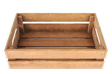 wooden box isolated on white background. 3D illustration.