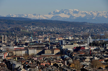 Panoramic view of Zürich-City (ETH, University Hospital, old town)