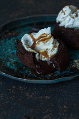 Chocolate fondant with ice cream