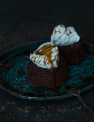 Chocolate fondant with ice cream