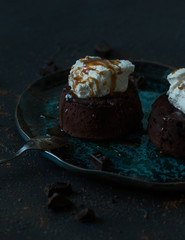Chocolate fondant with ice cream