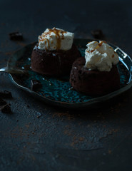 Chocolate fondant with ice cream