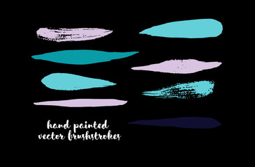 Graffiti Lines. Hand Painted Blue Buttons, Turquoise Highlights. Vector Brushstrokes or Banners. Textured Doodles or Smears. Background Turquoise Swatch Collection Vintage Logo Element. Scribble Paint