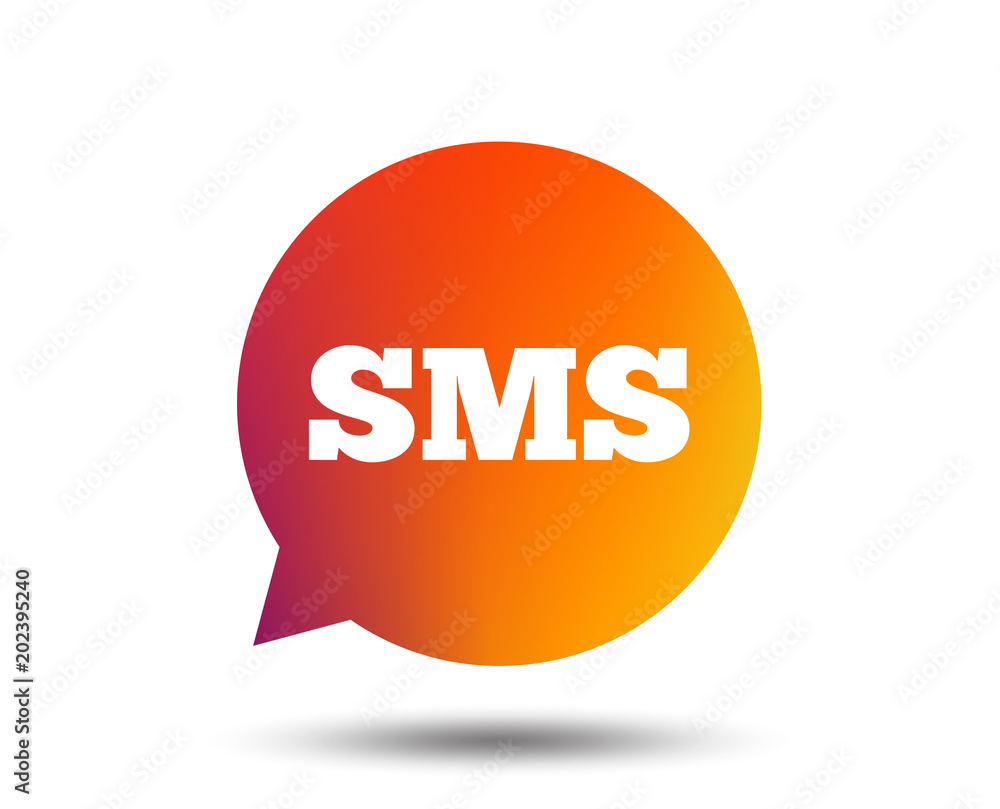 Aufkleber sms speech bubble icon. information message symbol. blurred gradient design element. vivid graphic f