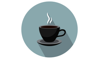 cup with saucer - steaming - vector illustration for food web and app