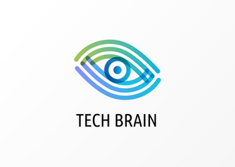 Modern logo innovative concept with eye - technology, biotechnology, optometry icon