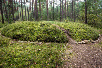 Graves of Stone Circles Archaeological Site in Lesno, Cassubia region of Poland