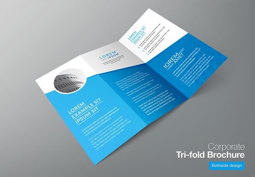 Blue and Dark Gray Trifold Brochure Layout with Compass Illustration