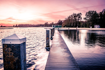Fototapeta premium Sunset near the lake, Netherlands