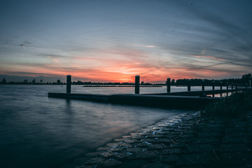 Fototapeta na wymiar Sunset near the lake, Netherlands