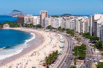 Fototapeta na wymiar View of the Famous Copacabana Beach in Rio de Janeiro, Brazil