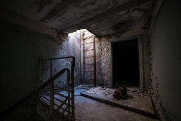 Fototapeta na wymiar An abandoned building in Pripyat, the Chernobyl zone, Chernobyl, exclusion zone, , Ukraine