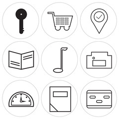 Set Of 9 simple editable icons