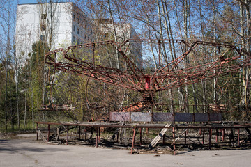 Abandoned amusement park in Pripyat, Chernobyl alienation zone.