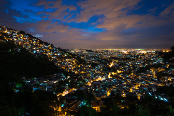 Fototapeta na wymiar View of Rio de Janeiro Slums on the Hills at Night
