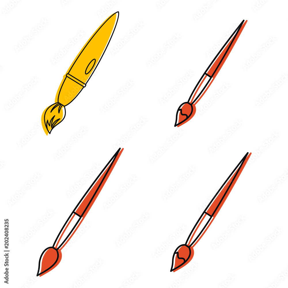 Poster pencil icon set. color outline set of pencil vector icons for web design isolated on white backgroun