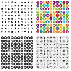 100 hardware store icons set vector in 4 variant for any web design isolated on white