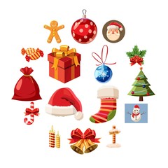 Camping items icons set. Cartoon illustration of 16 camping items vector icons for web