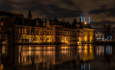 The Hague city night in the Netherlands