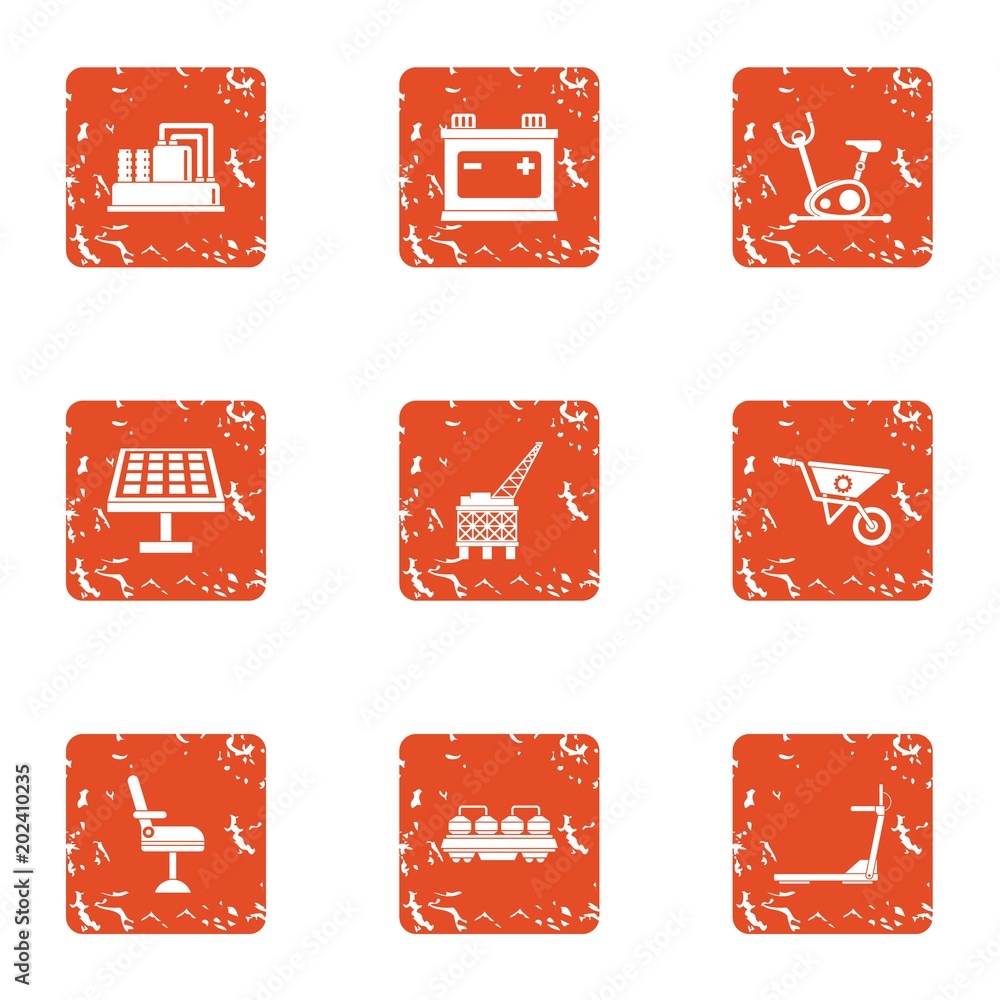 Aufkleber place of engineering icons set. grunge set of 9 place of engineering vector icons for web isolated o
