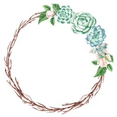 Watercolor Floral Greenery Wreath