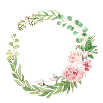 Watercolor Floral Greenery Wreath