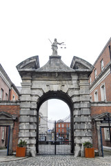 Dublin, Ireland, 24 October 2012: Door and Statue