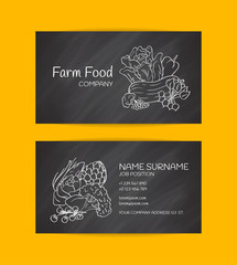 Fototapeta na wymiar Vector hand drawn doodle vegetables icon business card template for farm market or vegan organic food company illustration