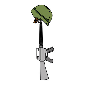 rifle war with helmet vector illustration design