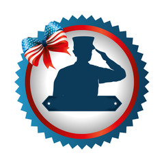 silhouette of military saluting with bown vector illustration design