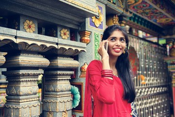 Indian people using mobile phone