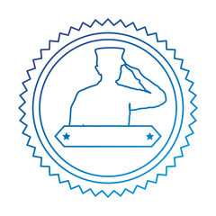 silhouette of military saluting with ribbon vector illustration design