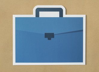 Blue business briefcase bag icon