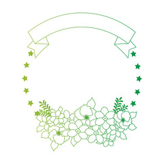floral decoration with tape frame vector illustration design