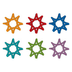 Colorful star set icons, flat design