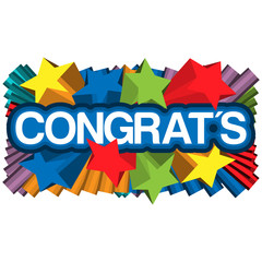 Congrats with stars on the colorful background